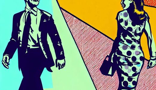 Man walking towards. woman walking away