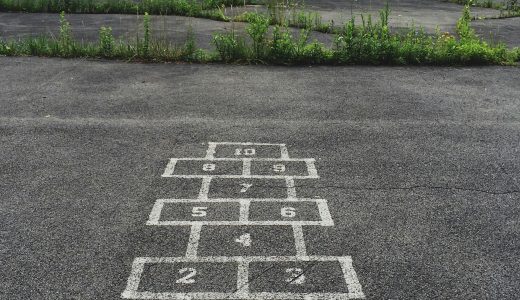 Hopscotch outline with a start and a finish